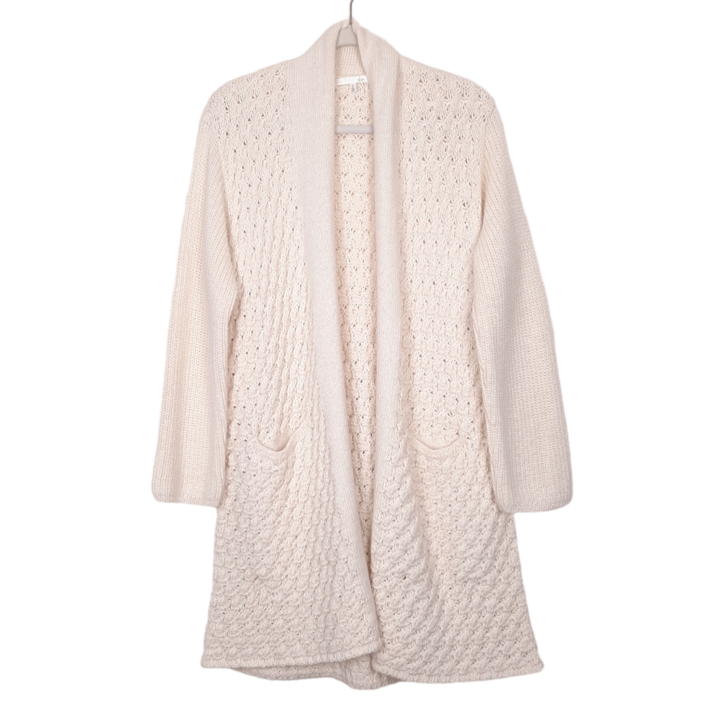 Revolve Skin Alpaca Blend Cardigan Chunky Knit Clean Girl Fisherman Long Ivory